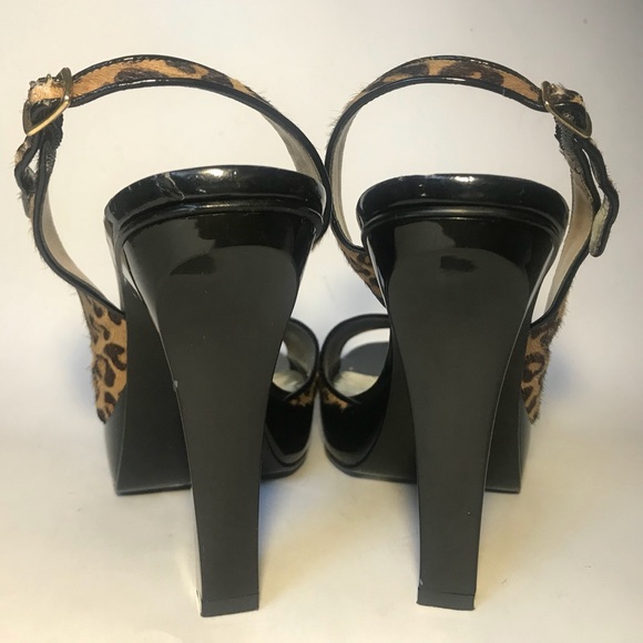 Sexy Asymmetrical Leopard Print Block Heel Pumps - Picture 4 of 10